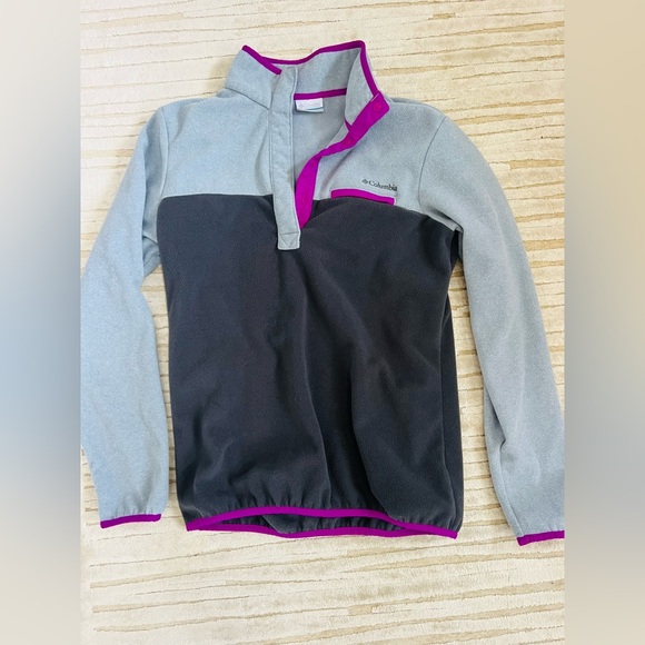 Columbia Jackets & Blazers - Columbia Gray and Purple Asymmetrical Zip Sweatshirt